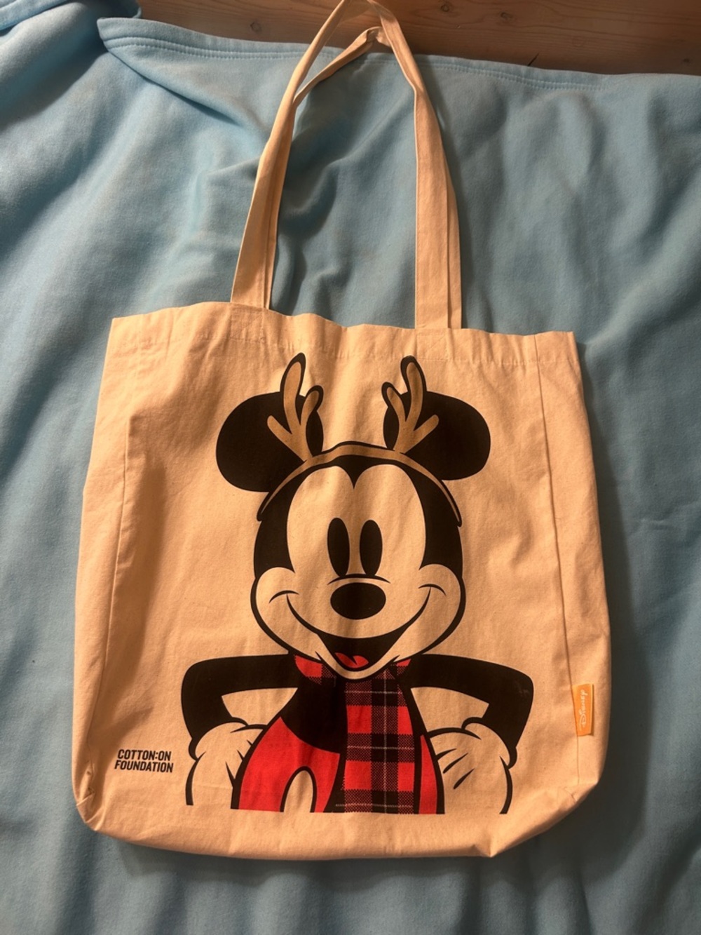 Cotton On Cream Tote with Black and Red Mickey Print